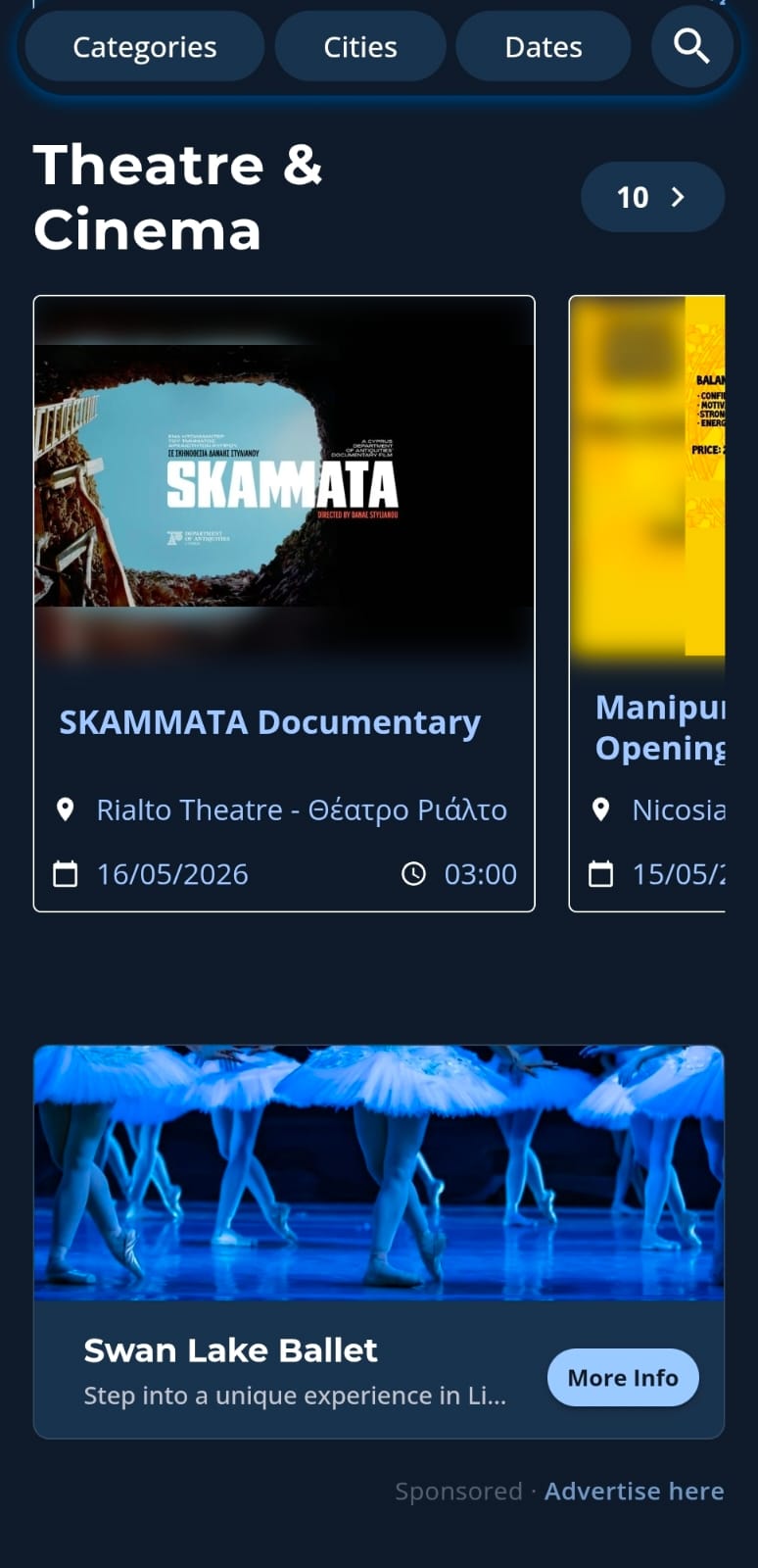 Example of Homepage Small Banner placement on EventOr